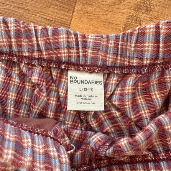 NWT No Boundaries Women's Cotton Boxer Pants Red Gingham Side Stripe L 12-14 - Picture 4 of 12